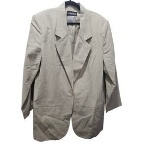 Sag Harbor Woman Linen Blend Blazer NWT Beige One Button Plus Size 20W